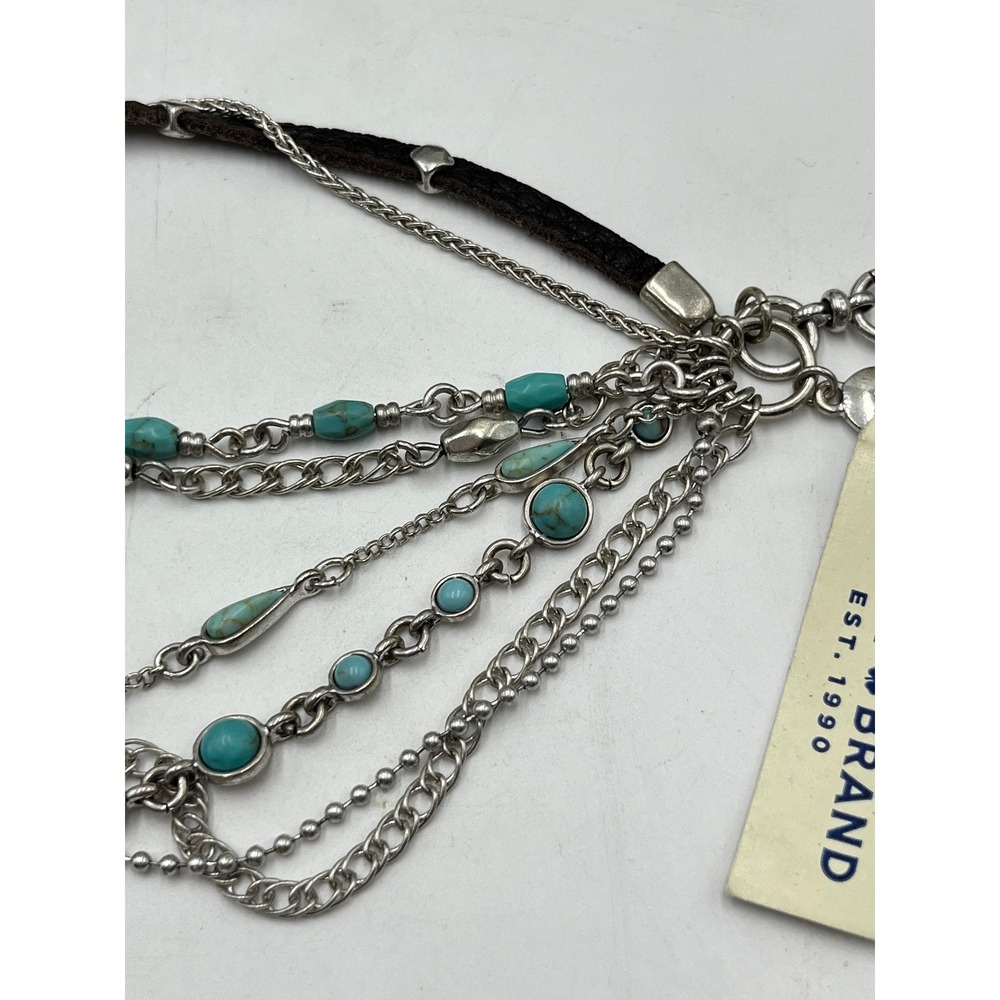 Lucky Brand MultiStrand Semi Precious Stone Chain Silver Tone Bracelet New Sz SM - Picture 2 of 7